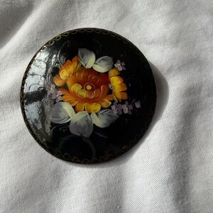 Vintage hand painted Russian brooch